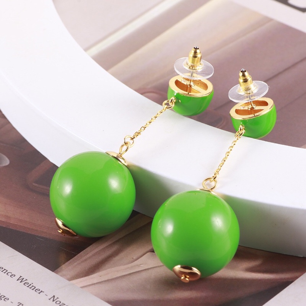 Kate Spade Green Bead Tassel Chain Earrings
